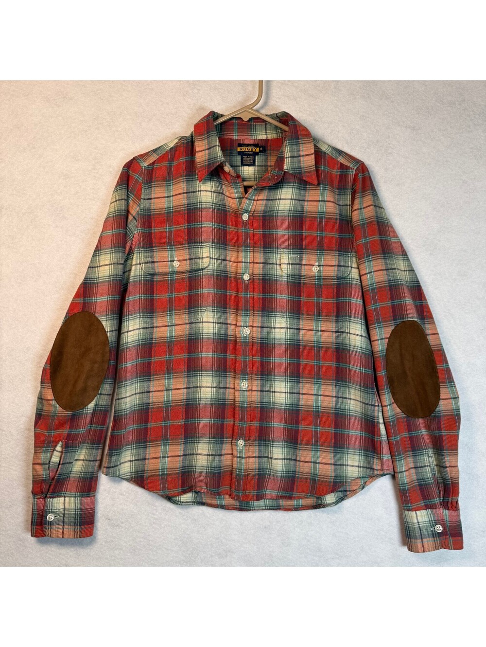 Ralph Lauren Rugby Plaid Flannel Shirt Women’s 8 Suede Elbow Patches